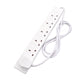 White 6-gang extension lead with 2m cable and multiple UK mains power outlets by Globoshop. White 6-gang extension lead with 2m cable and multiple UK mains power outlets by Globoshop.